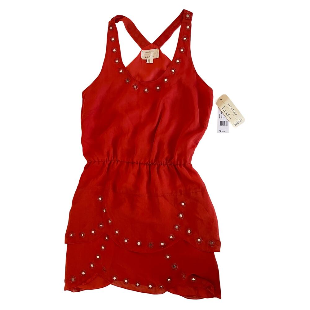 NWT Nicole Miller Artelier 100% Silk Cocktail Event Dress MSRP $345 Womens Large